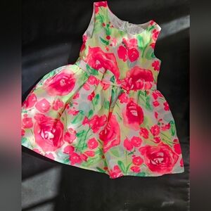 Florescent pink and green spring dress